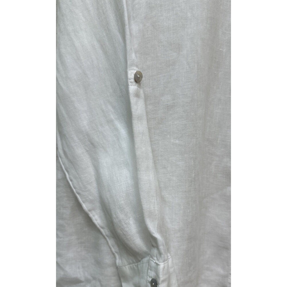J. Jill Love Linen White Button Down Shirt Roll Tab Long Sleeve Size Large - Picture 3 of 11